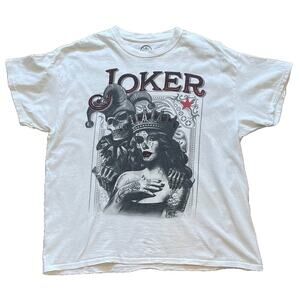 DOM Cotton White Short Sleeve T-Shirt Joker, Queen, Tattoo, Skeleton, Size XL